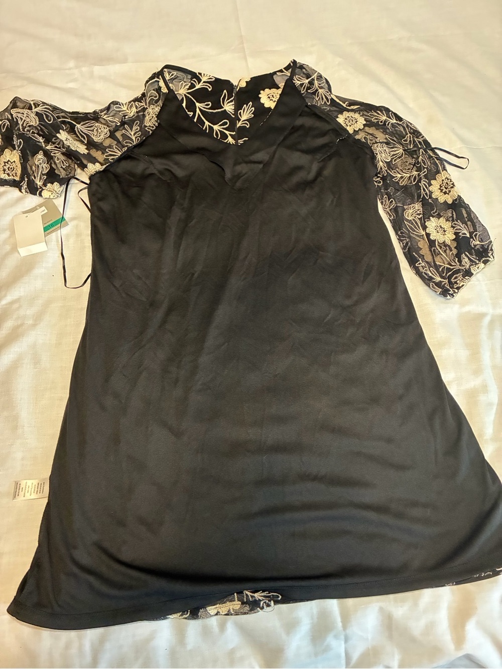 Danny and Nicole Wm’s Embroidered Mesh Cold Shoulder Dress – Black – Sz 16 – NWT - Picture 12 of 14